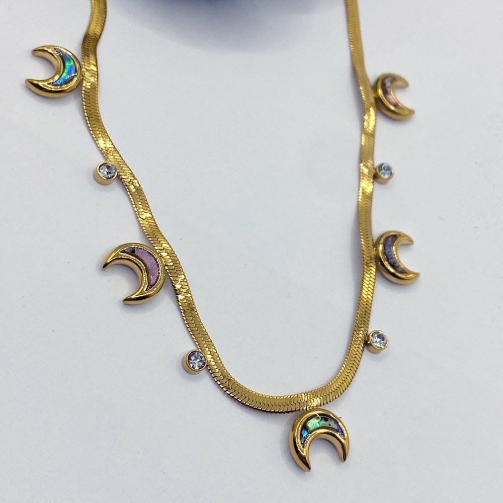 NEW Crescent Moon & Gold Snake Chain Necklace